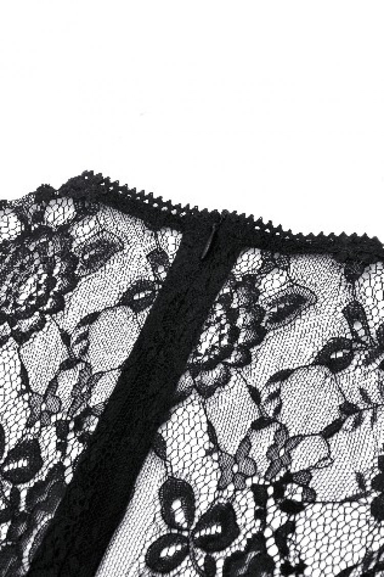Black Off Shoulder Long Sleeves Women's Gothic Irregular Lace Dress Wedding Dress - Product - 12