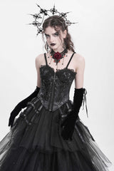 Black Sleeveless Embroidery Lace Chain Women's Gothic Vest - Product - 2