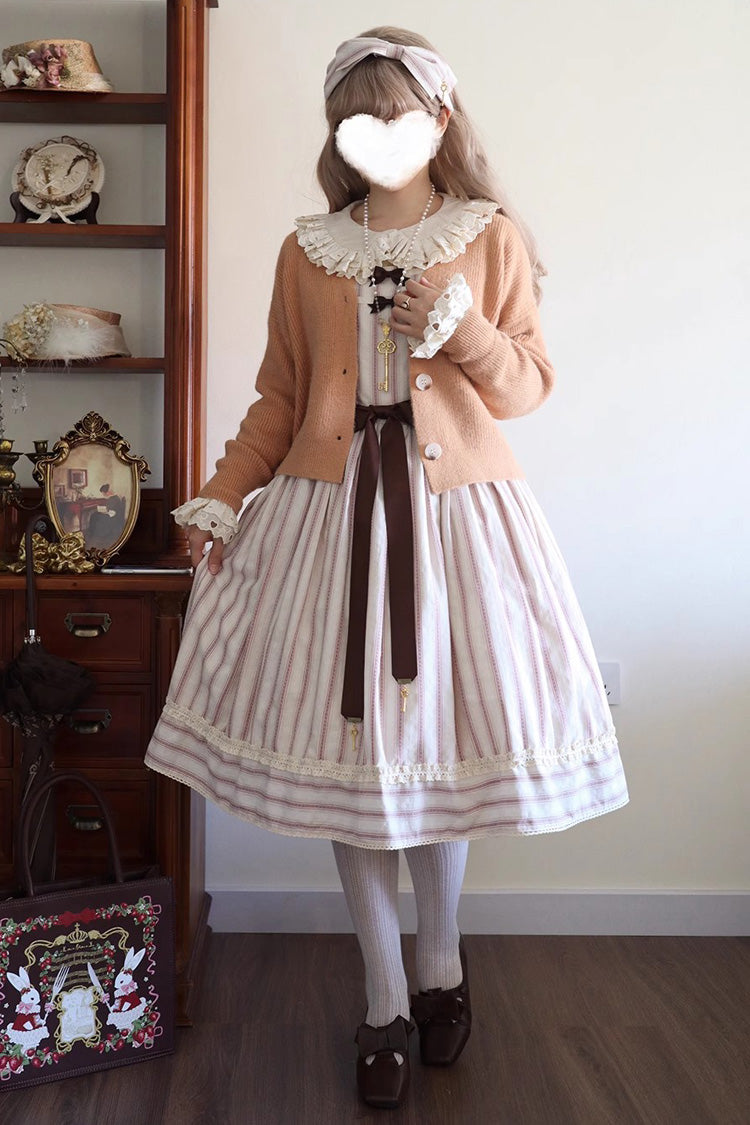 Forest Atlas Striped Print Bowknot Sweet Lolita Jumper Dress 3 Colors - Product - 14