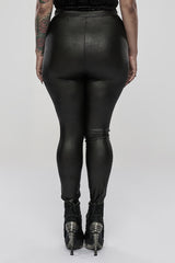 Red/Black Slim Side Zipper Elastic Fashion Hip-Lifting Thin Punk Women's Leggings - Product - 3