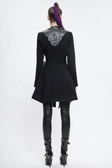 Black Hat Removable Slim Long Womens Gothic Coat - Product - 4