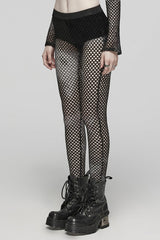 Tie-dyed Print Stitching Sheer Mesh Women's Steampunk Leggings 3 Colors - Product - 2