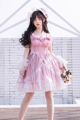 Gradient Pink Fishbone Elegant Ballet Sweet Lolita Jsk Dress - Product - 4