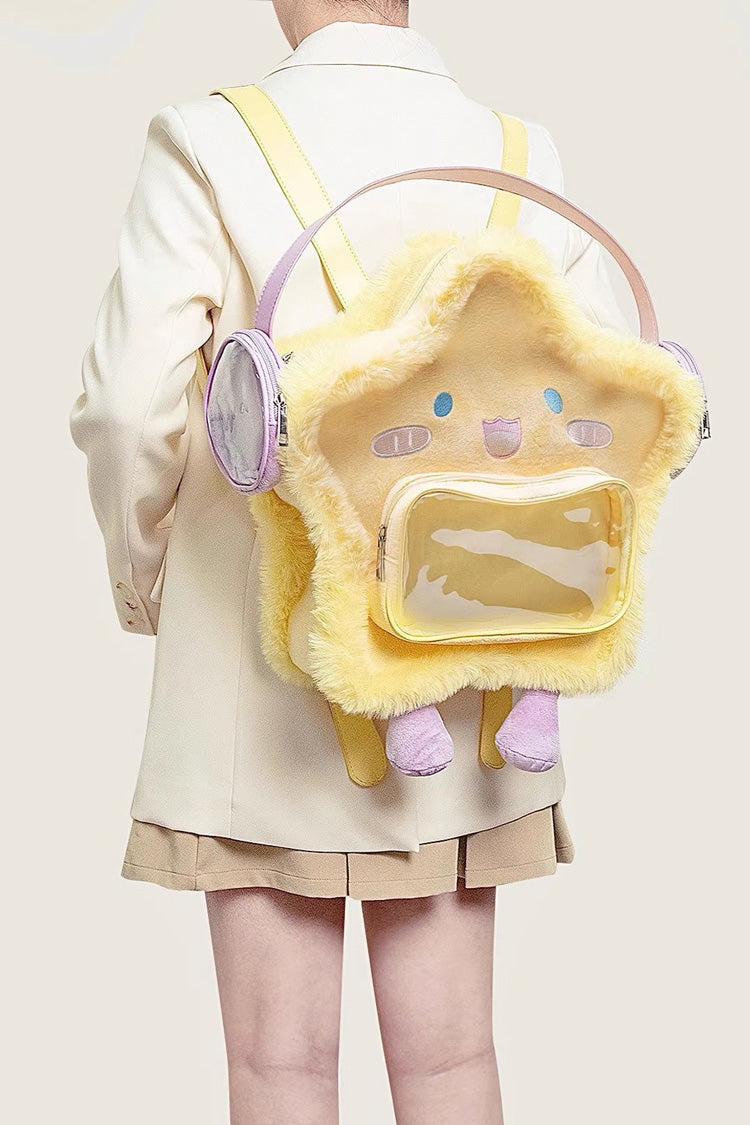 Yellow Plush Headphone Star Embroidered Cartoon Sweet Lolita Itabag - Yellow - 4
