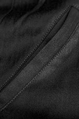Black Fake Two-Pieces Metal Button Long Sleeves Jacquard Print Mens Gothic Coat - Product - 7