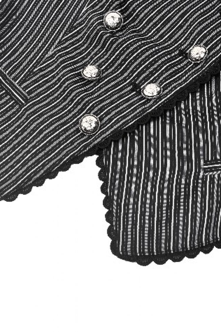 Black/White Striped Buckled Women's Gothic College Style Vest - Product - 13