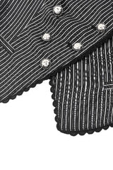 Black/White Striped Buckled Women's Gothic College Style Vest - Product - 13