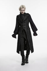 Black Jacquard Chain-Decorated Men's Gothic Long Vest - Product - 4