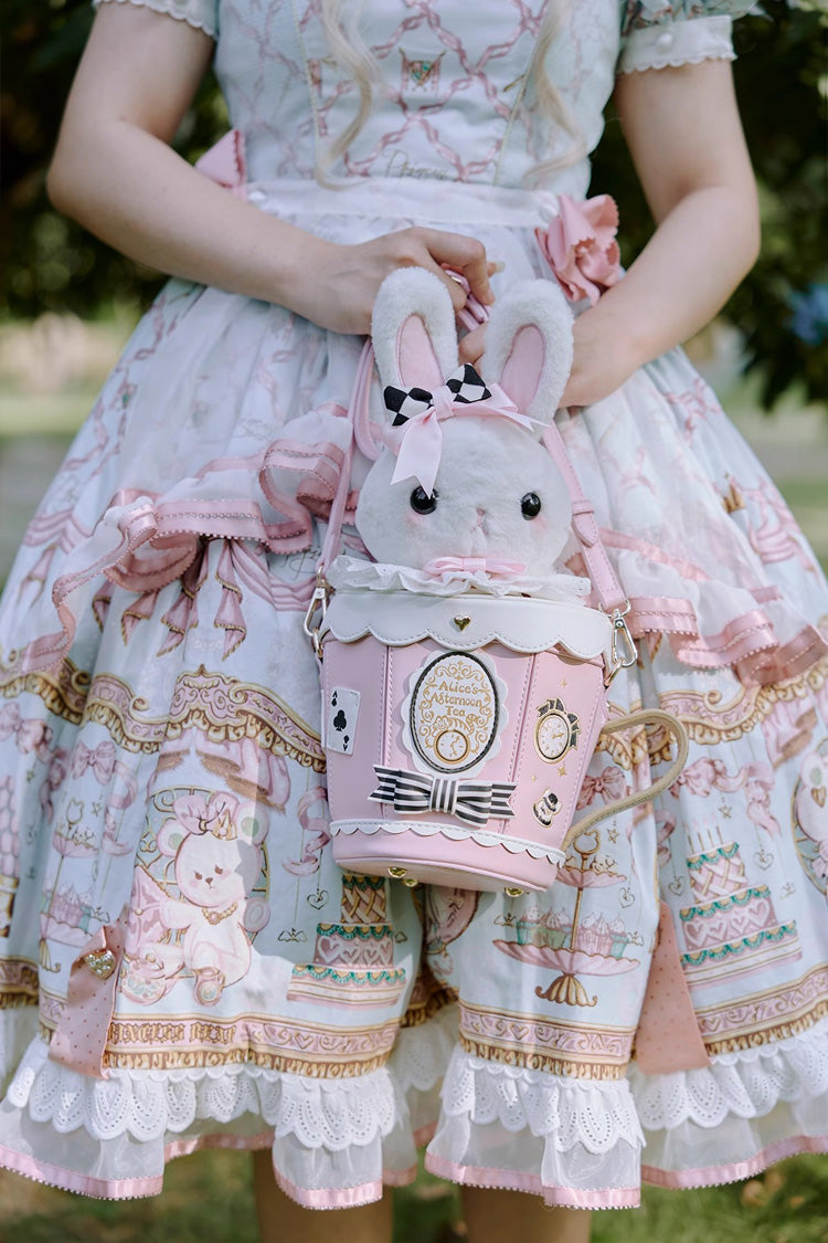 Lovely Teacup Rabbit Bowknot Sweet Lolita Shoulder Bag 5 Colors - Pink - 13