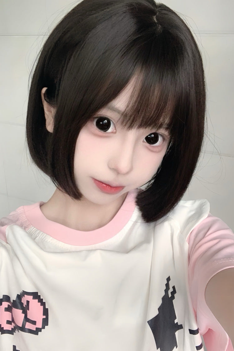 Sweet Lolita Stylish Girl Straight Short Bob Wig 2 Colors - Product - 3