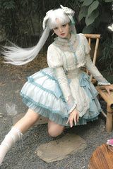 Light Green Multi-layer Ruffle Embroidery Bowknot Chinese Style Sweet Lolita Jsk Dress - Product - 2