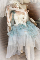 Green Gradient Multi-Layered Print Sweet Lolita Skirt - Product - 16