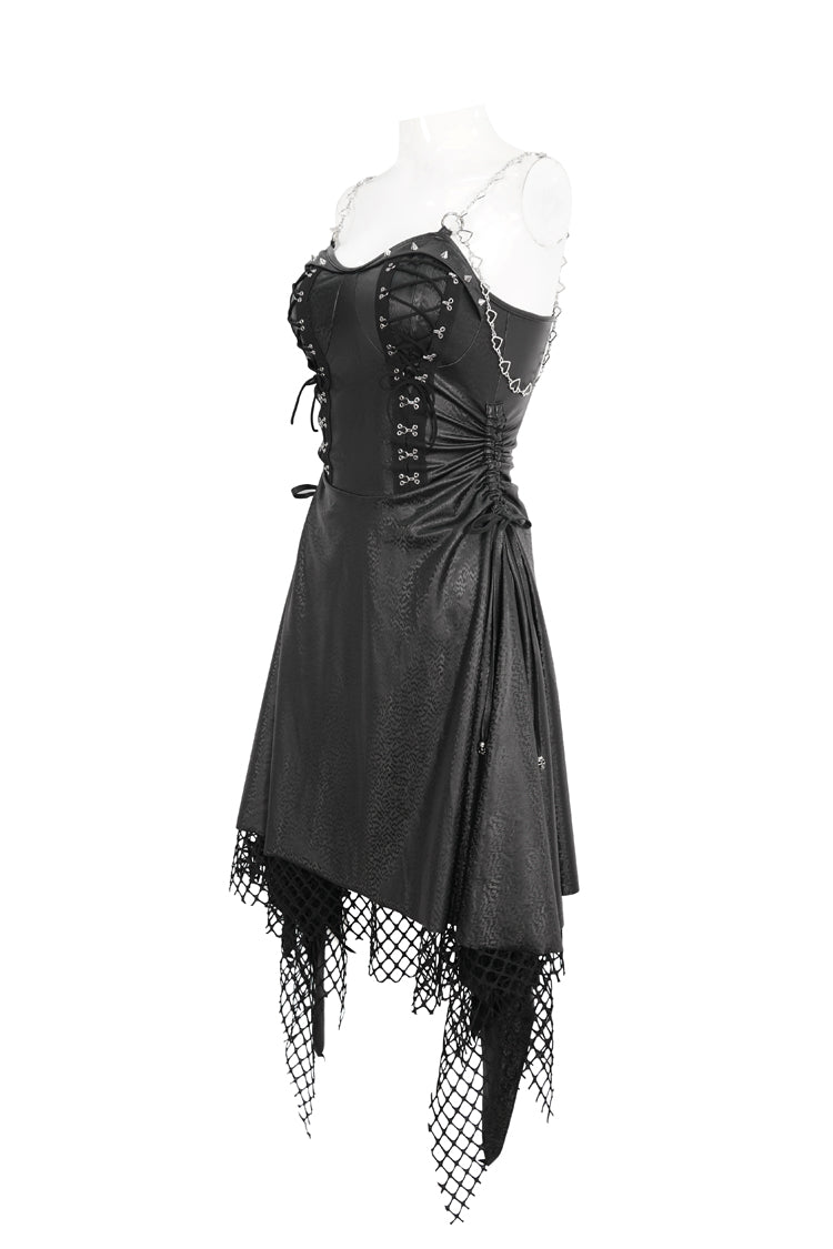 Black Lace Irregular Women's Gothic Jsk Dress - Product - 6