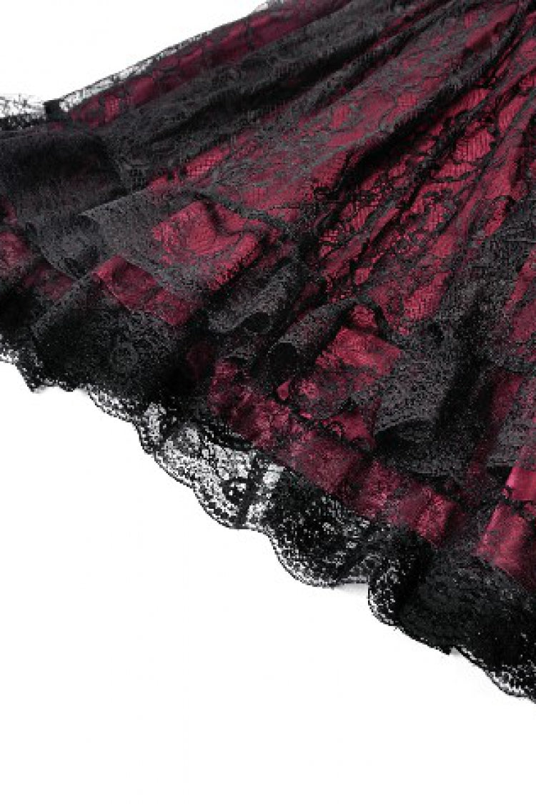 Black/Red Star Square-cut Collar Short Sleeves Lace Women's Gothic Priness Dress Graduation Dress - Product - 20