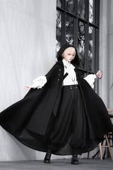 Black [Code 003] Long Sleeves Bow Vintage Elegant Prince Handsome Ouji Lolita Blouse Pants Cloak Set - Product - 9