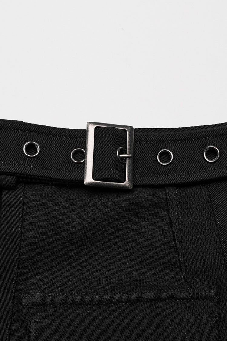 Black Adjustable Waist Irregular Metal Buckle Women's Steampunk Skirt - Product - 5