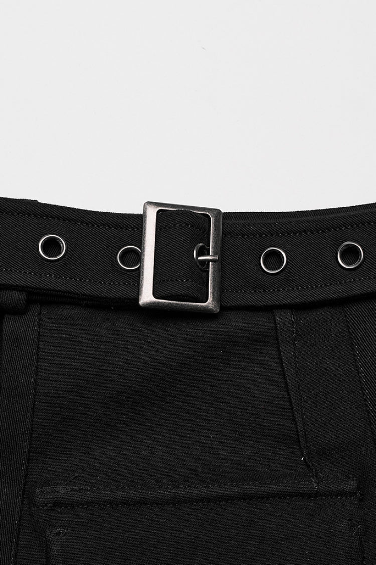 Black Adjustable Waist Irregular Metal Buckle Women's Steampunk Skirt - Product - 5