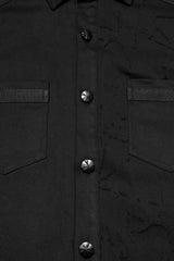 Black Lapel Collar Long Sleeves Ripped Men's Punk Blouse - Product - 6