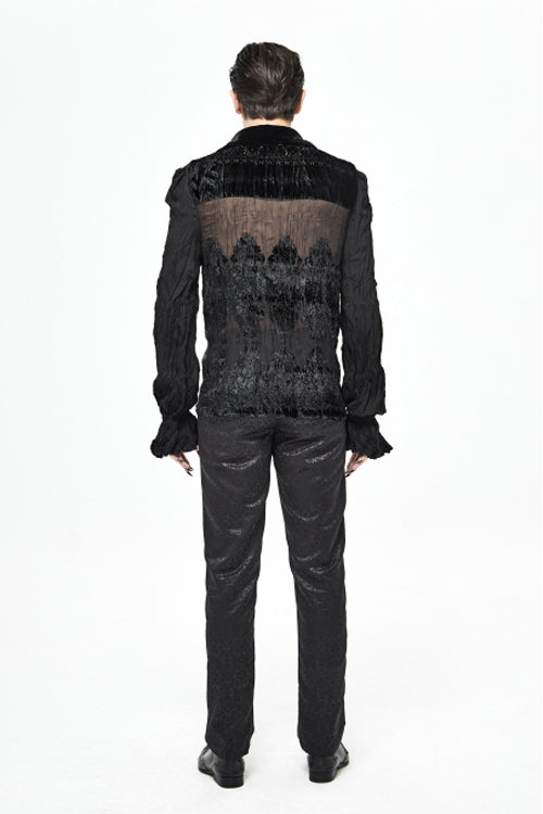 Black Basic Jacquard Diagonal Pocket Three Dimensional Webbing Gothic Mens Pants - Product - 7