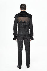 Black Basic Jacquard Diagonal Pocket Three Dimensional Webbing Gothic Mens Pants - Product - 7