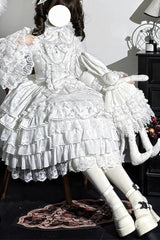 [Love Feather] Multi-Layered Hanayome Bowknot Lace Sweet Gorgeous Lolita Jsk Dress 4 Colors - Product - 8