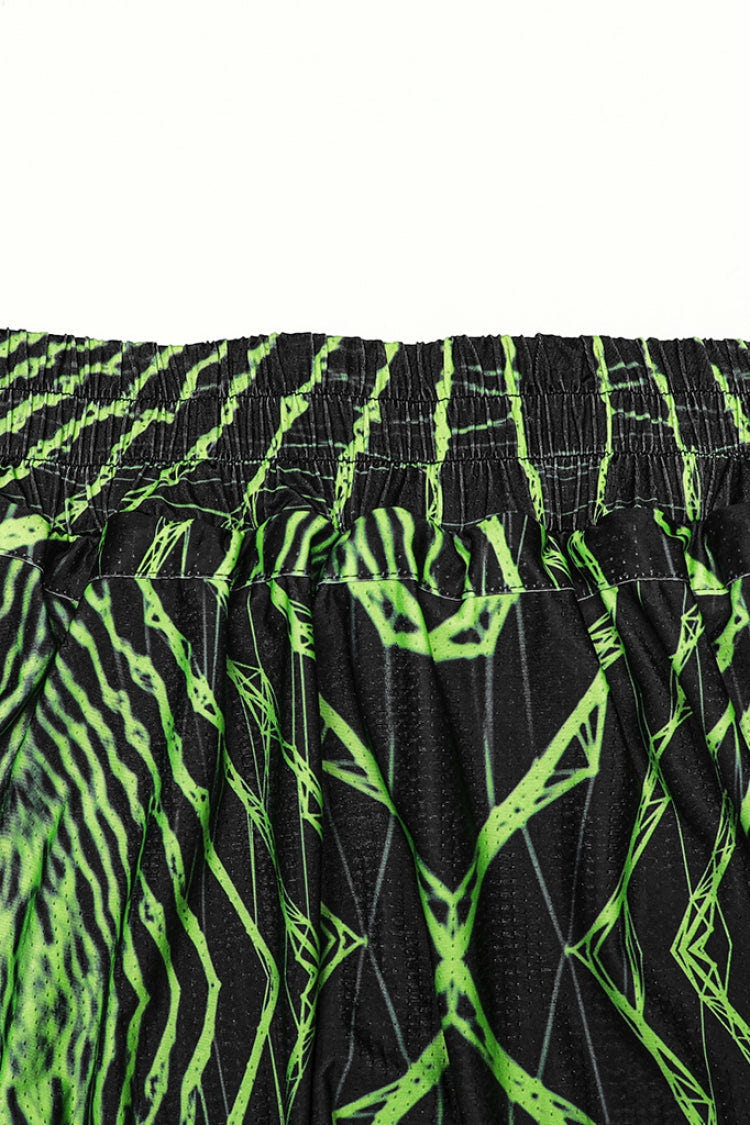 Green Halo Print Men's Sagging Pants - Product - 5
