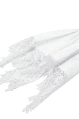 Black/White Lace High Collar Asymmetric Long Trumpet Puff Sleeves Bowknot Women's Lolita Gothic Short Dress - Product - 26