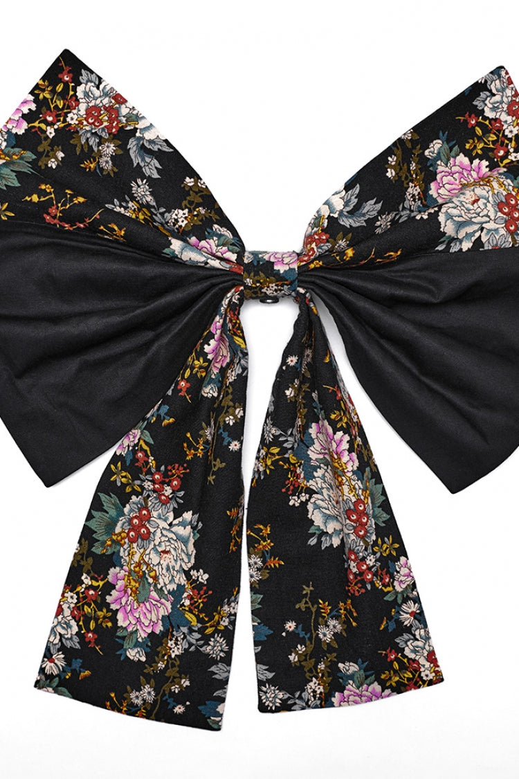 ブラック 長袖 花柄 フリル レディース ゴシックロリータ Kimono ワンピースセット 商品画像