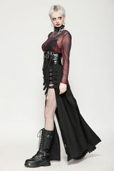 Black Lace-Up Buckled Women's Punk Patent Leather Underbust Corset - Product - 10