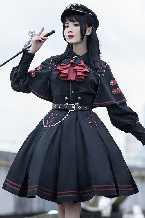 Black Punishment Execution Officer Series Military Style Shirt and Skirt Set Gothic Lolita Dress - Product - 4