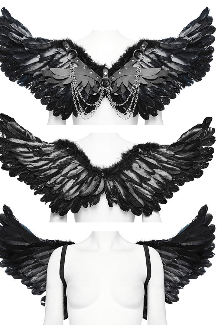 Artificial Leather Stitching Women's Steampunk Feather Wing Harness 2 Colors - Product - 4