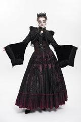 Black Long Sleeves Floral Embroidery Women's Gothic Beaded Frog Short Jacket - Product - 8