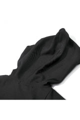 Black Sleeveless Studded Zippered Women's Punk Hooded Vest - Product - 17