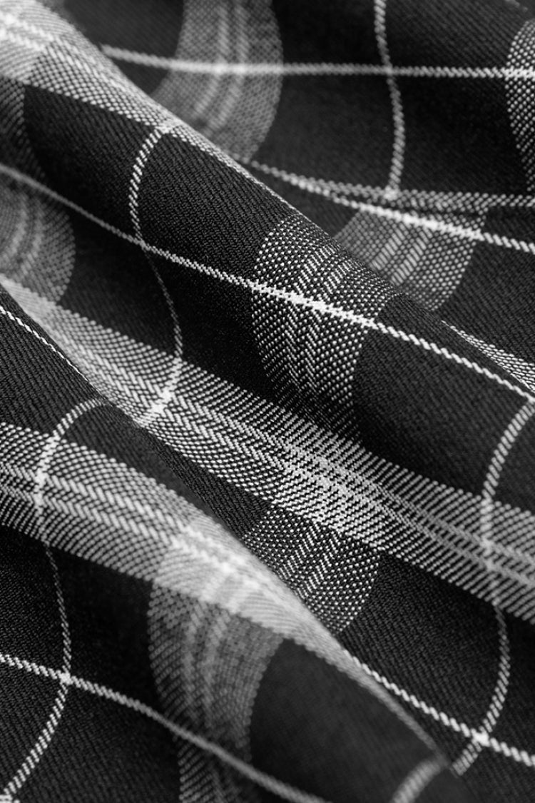 Plaid Print High Waisted Women's Punk Strap Dress 2 Colors - Product - 6