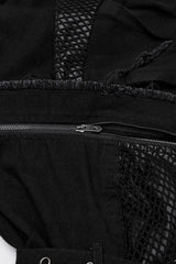 Black Stitching Mesh Unedged Detachable Women's Punk Pants - Product - 6