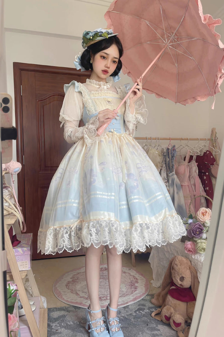 Dream Doll Ballet Rabbit Print Sweet Lolita Jsk Dress 2 Colors - Product - 2