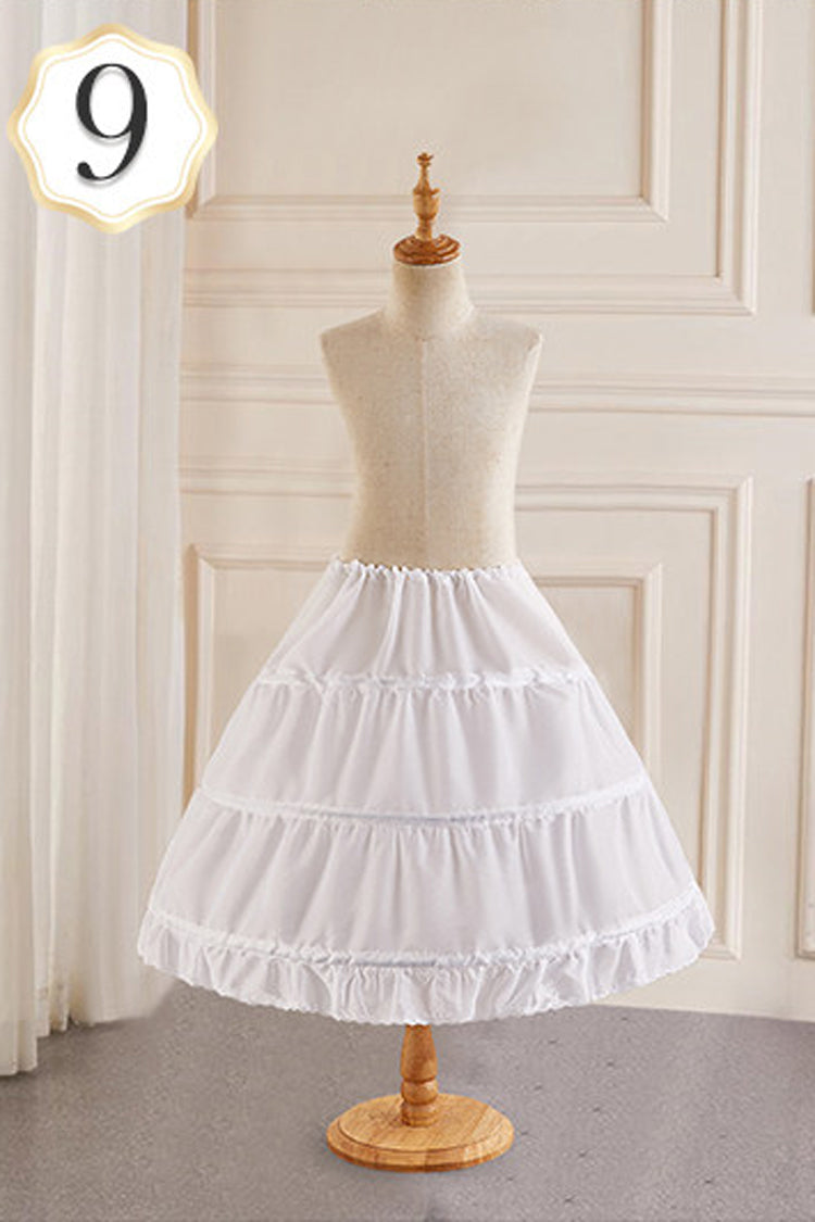 White Multi-Layered Hanayome Fishbone Sweet Lolita Long Petticoat - White(Version-9) - 10