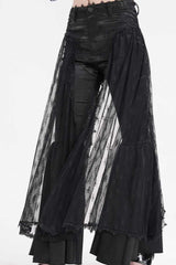 Black Crochet Lace Mesh Women's Gothic Pants - Product - 13