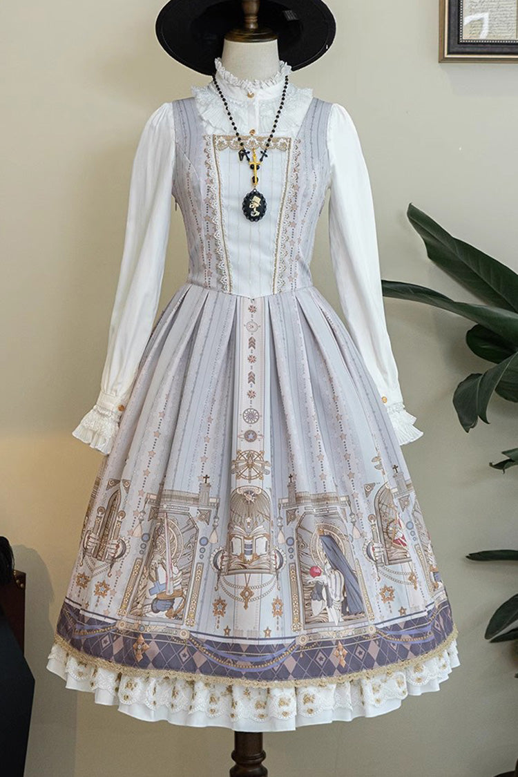 Demon Hunting Notes Print Ruffle Sweet Elegant Lolita Jumper Dress 2 Colors - Product - 2