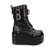Black Skull Rivet Gothic Lolita Boots - Product - 3