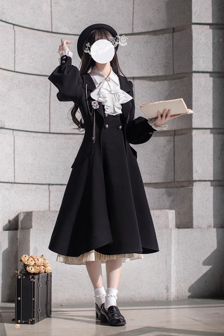 Black [Hathaway] Ruffle Bowknot Lace Elegant Lolita Jumper Dress - Product - 10