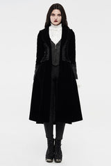Black Long Sleeves Jacquard Slim Women's Gothic Coat - Black - 1