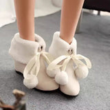 Cute Loli Furball Sweet Lolita Boots 3 Colors - White - 1