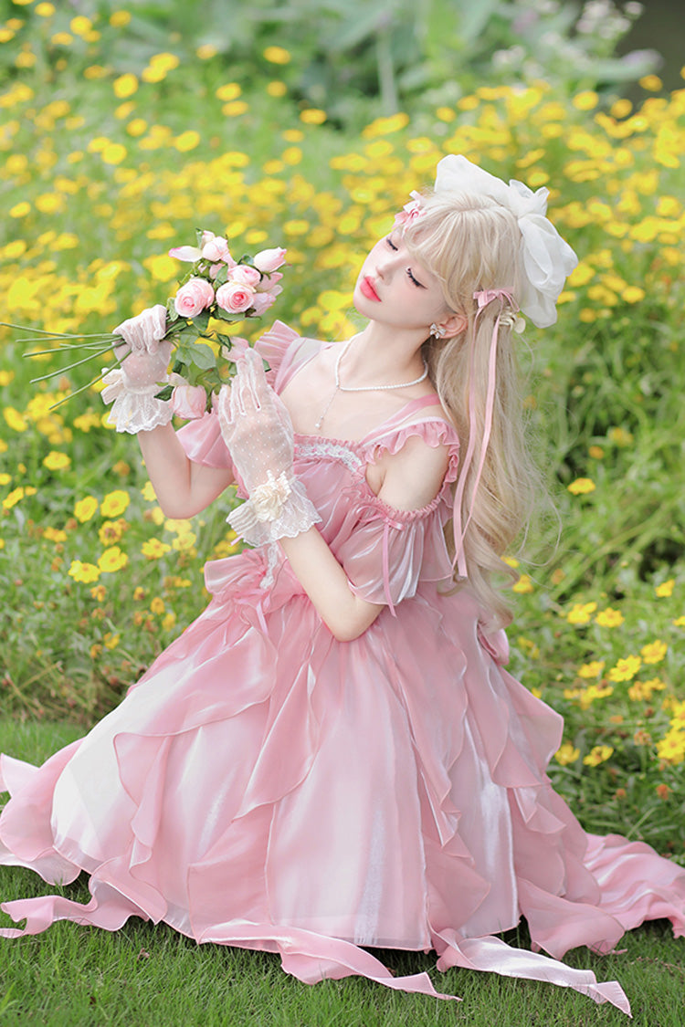Pink Galaxy Prayer Corset Fishbone Ribbon Sweet Lolita Jsk Dress - Product - 3