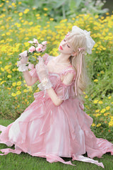 Pink Galaxy Prayer Corset Fishbone Ribbon Sweet Lolita Jsk Dress - Product - 3