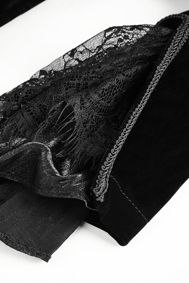 Black Layered Collar Back Large Wave Womens Gothic Victorian Dress Coat - Product - 10