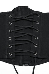 Black Stitching Mesh Zipper Women's Punk Underbust Corset - Product - 8