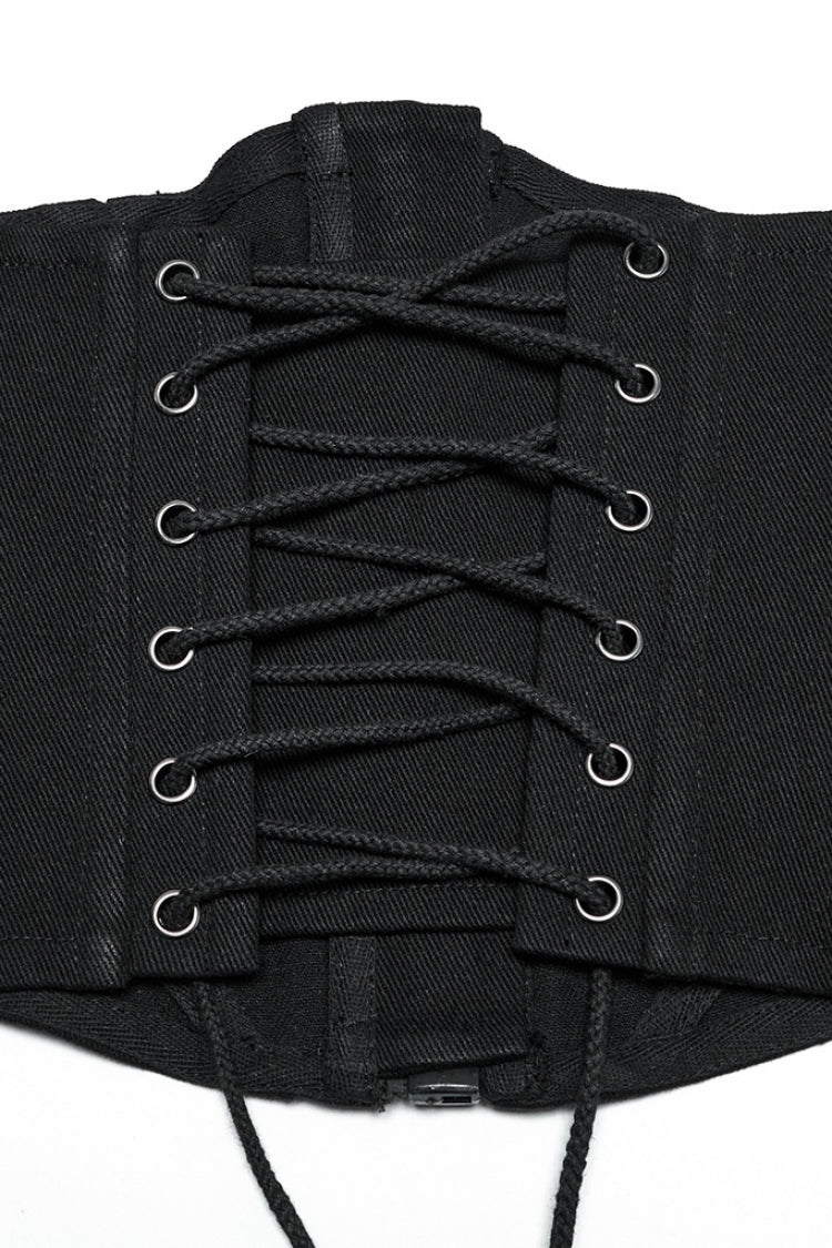 Black Stitching Mesh Zipper Women's Punk Underbust Corset - Product - 8