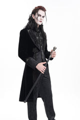 Black Long Sleeves Button Floral Embroidery Men's Gothic Jacket - Product - 6
