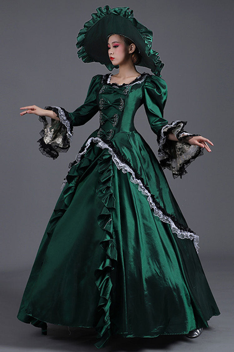 Court Style High Waisted Long Sleeves Trumpet Sleeves Bowknot Victorian Lolita Prom Dress - Product - 2